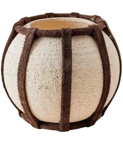 Style Union Home SUEDE WRAPPED ORB CERAMIC VASES